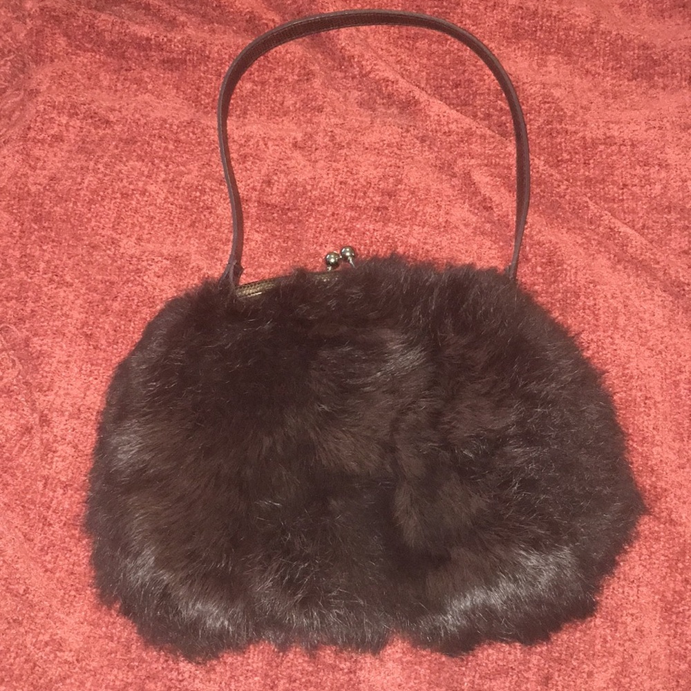 Brown faux fur bag